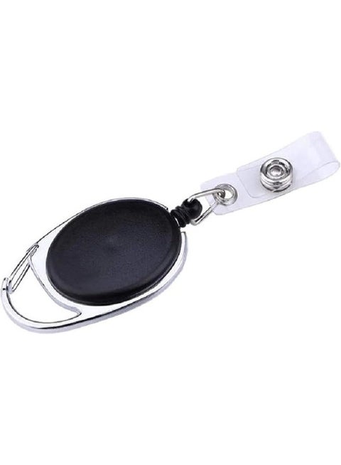 ID Badge Holder - Lanyard with Clip, Loop Badge Reel,  Pull Cord - Heavy Duty - Clear Retractable ID Card Holder (Black)